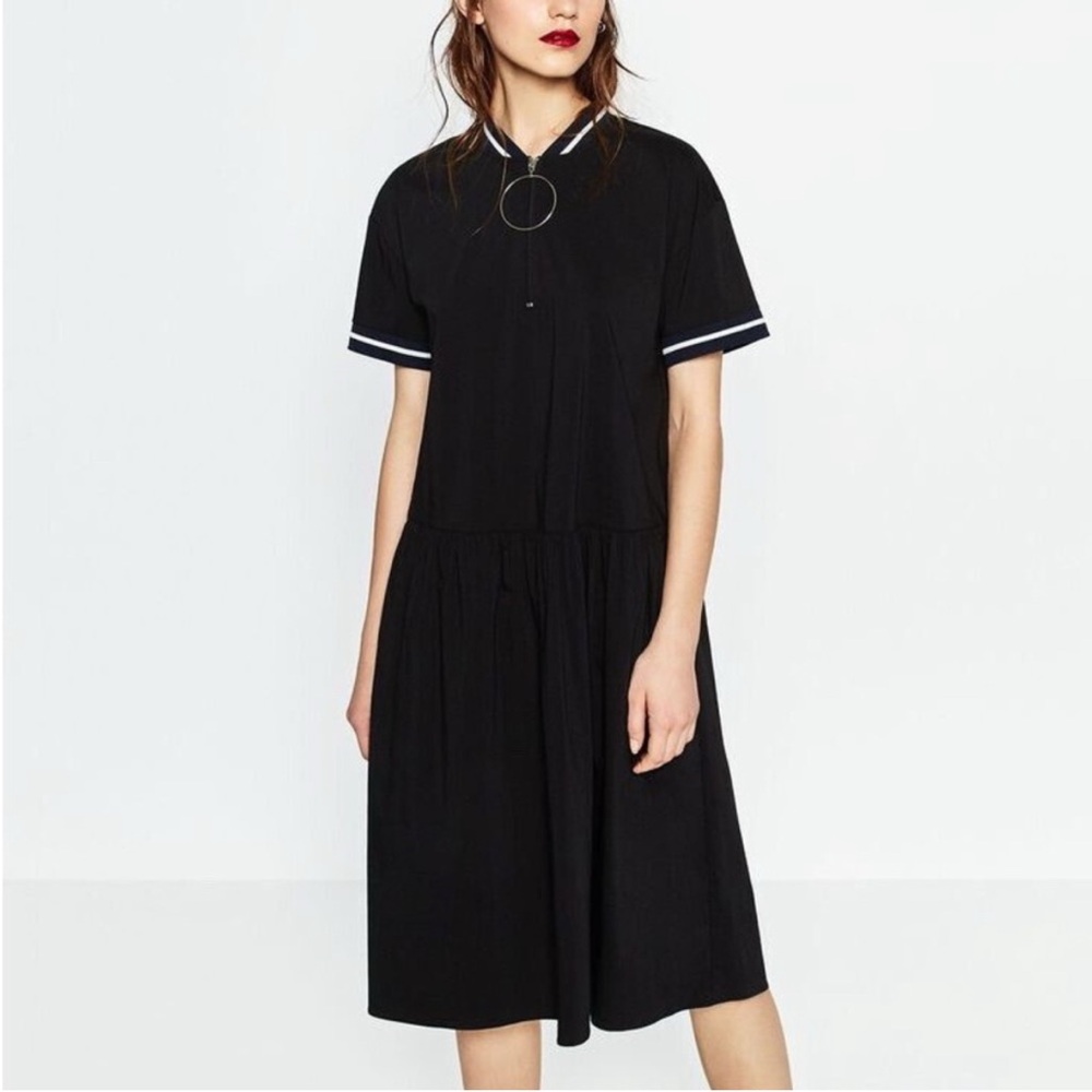 Zara Black with Navy Trim Dress